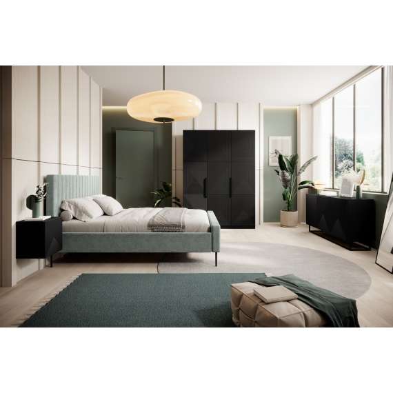 Skjenk Asha 167x81 cm - sort - 2 dører - 3 skuffer