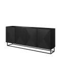 Skjenk Asha 200x81 cm - sort - 4 dører - metallramme