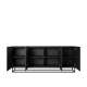 Skjenk Asha 200x81 cm - sort - 4 dører - metallramme