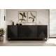 Skjenk Asha 200x81 cm - sort - 4 dører - metallramme