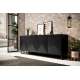 Skjenk Asha 200x81 cm - sort - 4 dører - metallramme