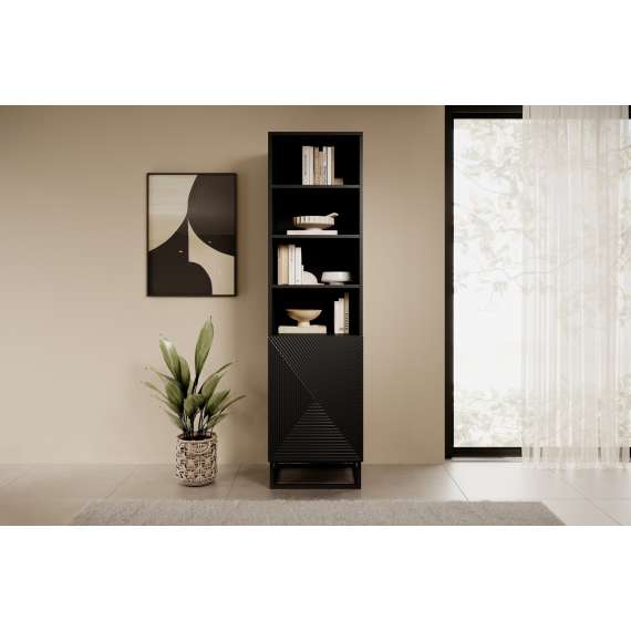 Reol Asha 50x190 cm - sort - hyller - 1 dør