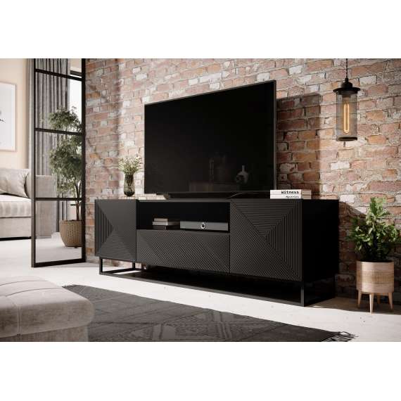 Tv-benk Asha 167x60 cm - sort - 2 dører - 1 skuff