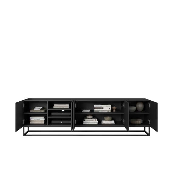 Tv-benk Asha 200x56 cm - sort - 5 dører