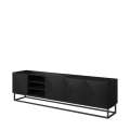 Tv-benk Asha 200x56 cm - sort - 4 dører - hyller