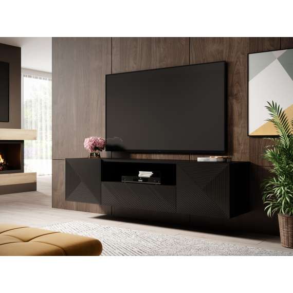 Tv-benk Asha 167x44 cm - sort - vegghengt