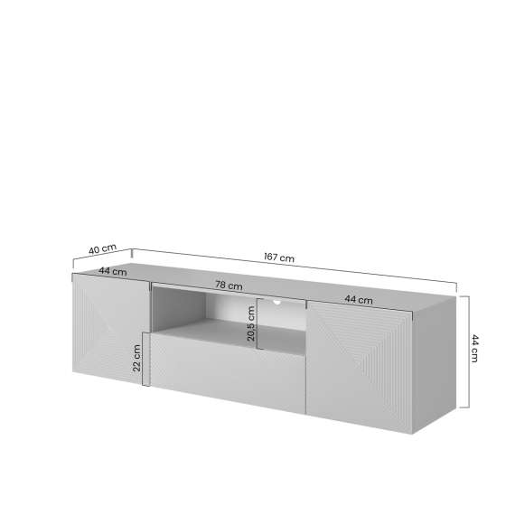Tv-benk Asha 167x44 cm - sort - vegghengt