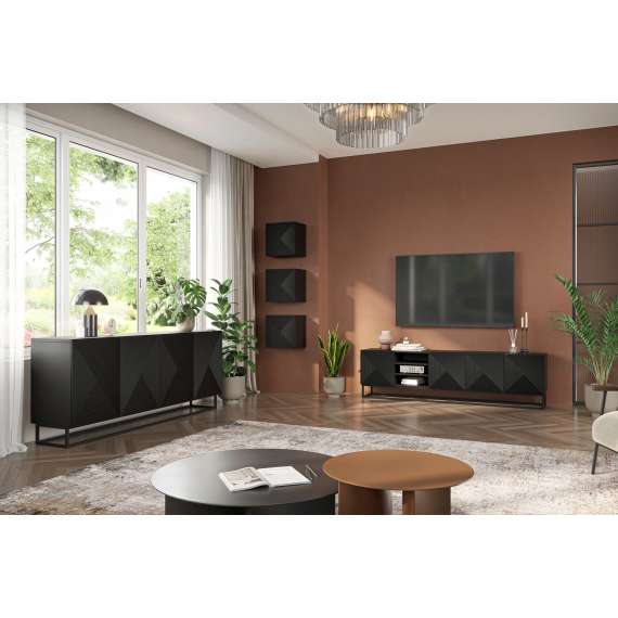 Tv-benk Asha 167x44 cm - sort - vegghengt