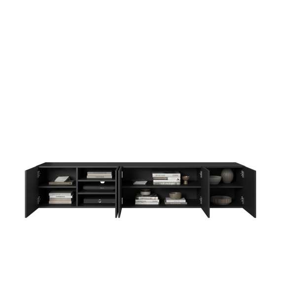 Tv-benk Asha 200x40 cm - sort - vegghengt