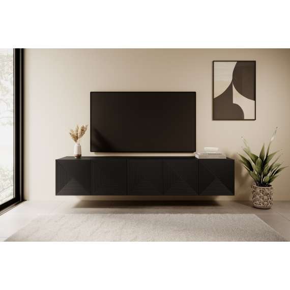 Tv-benk Asha 200x40 cm - sort - vegghengt