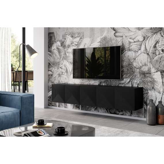 Tv-benk Asha 200x40 cm - sort - vegghengt