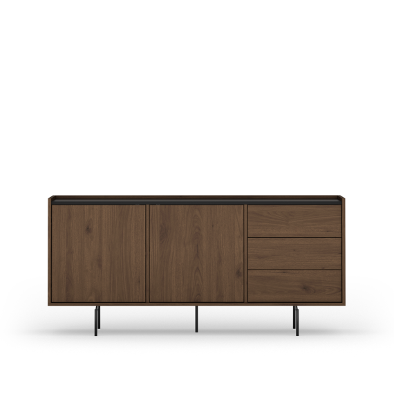 Skjenk Zenar 170x79 cm - valnøtt - 2 dører og 3 skuffer