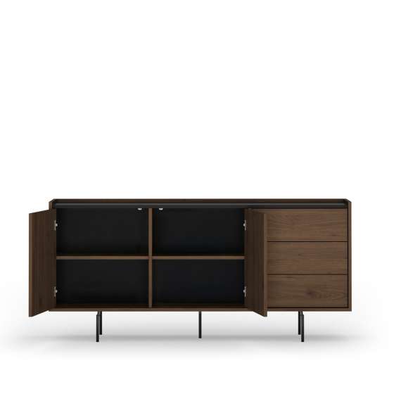 Skjenk Zenar 170x79 cm - valnøtt - 2 dører og 3 skuffer
