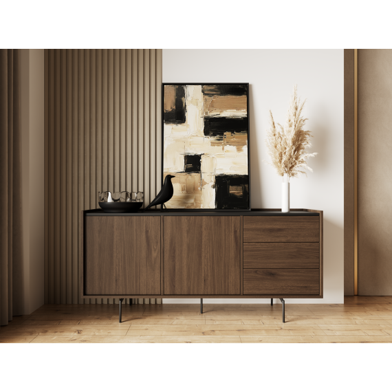 Skjenk Zenar 170x79 cm - valnøtt - 2 dører og 3 skuffer