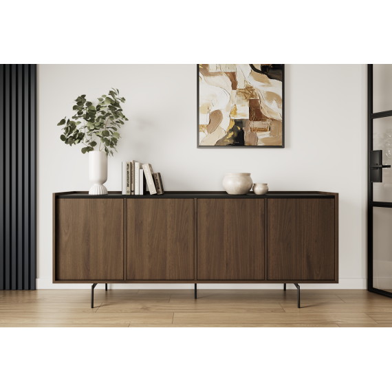 Skjenk Zenar 200x79 cm - valnøtt - 2 dører og 3 skuffer