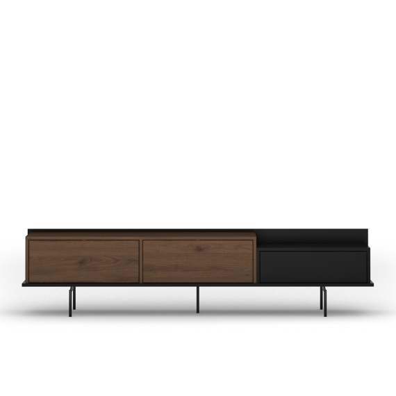 Tv-benk Zenar 200x47 cm - valnøtt - 2 dører og 1 skuff