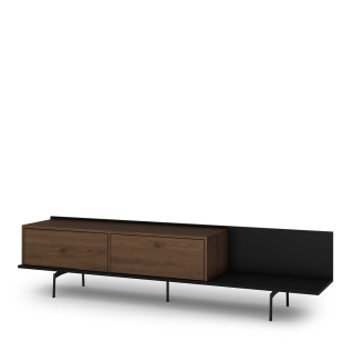 Tv-benk Zenar 200x47 cm - valnøtt - 2 dører og hylle