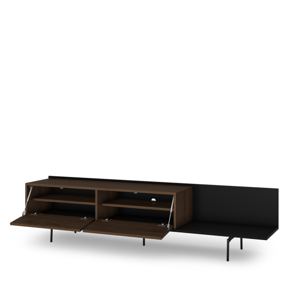 Tv-benk Zenar 200x47 cm - valnøtt - 2 dører og hylle