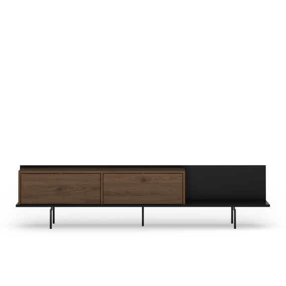 Tv-benk Zenar 200x47 cm - valnøtt - 2 dører og hylle