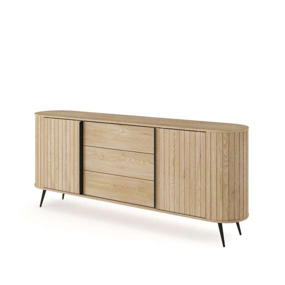 Skjenk Lovi 196x82 cm - eik - skuffer - skyvedører