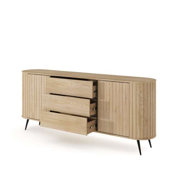 Skjenk Lovi 196x82 cm - eik - skuffer - skyvedører