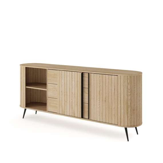 Skjenk Lovi 196x82 cm - eik - skuffer - skyvedører