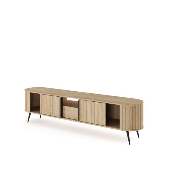 Tv-benk Lovi 196x51 cm - eik - skuff - skyvedører