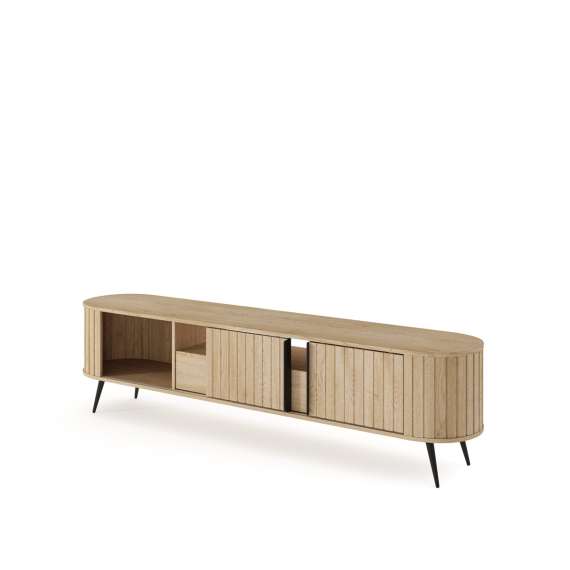 Tv-benk Lovi 196x51 cm - eik - skuff - skyvedører