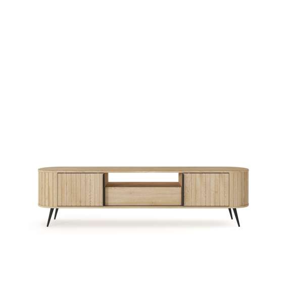 Tv-benk Lovi 196x51 cm - eik - skuff - skyvedører