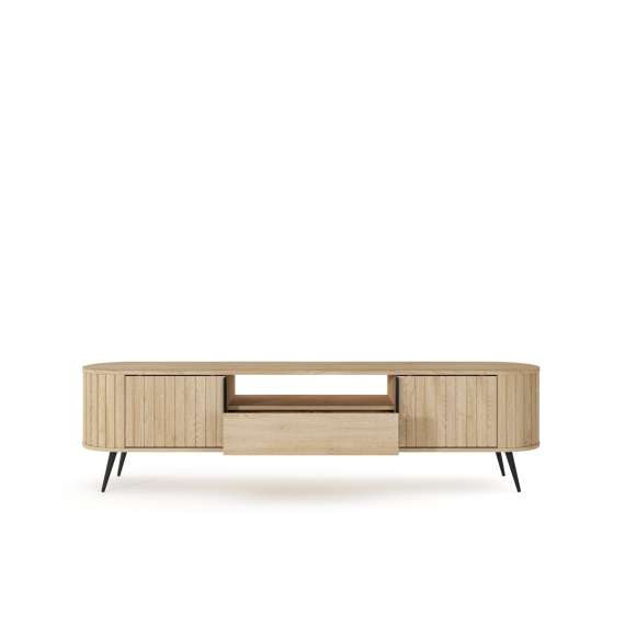 Tv-benk Lovi 196x51 cm - eik - skuff - skyvedører