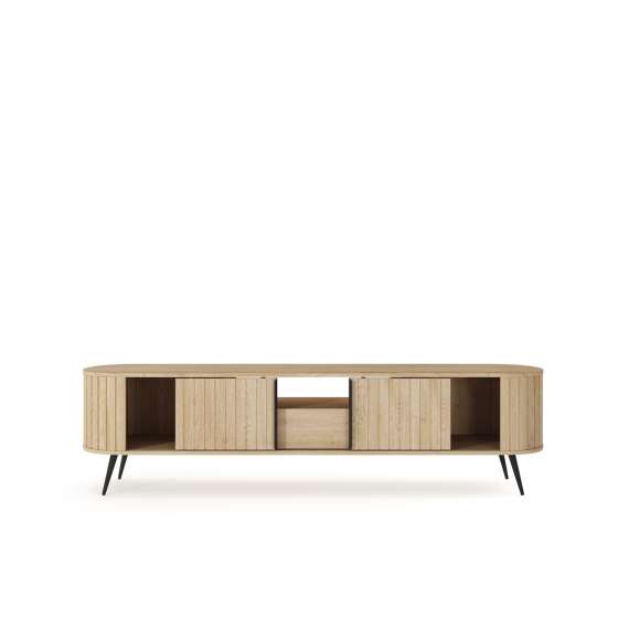 Tv-benk Lovi 196x51 cm - eik - skuff - skyvedører