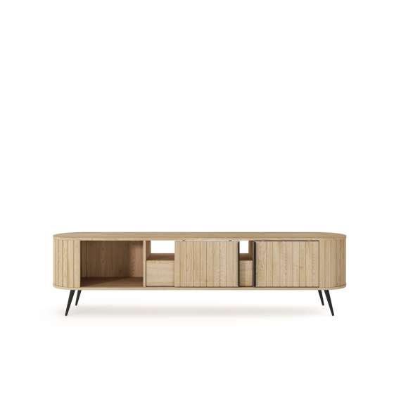 Tv-benk Lovi 196x51 cm - eik - skuff - skyvedører