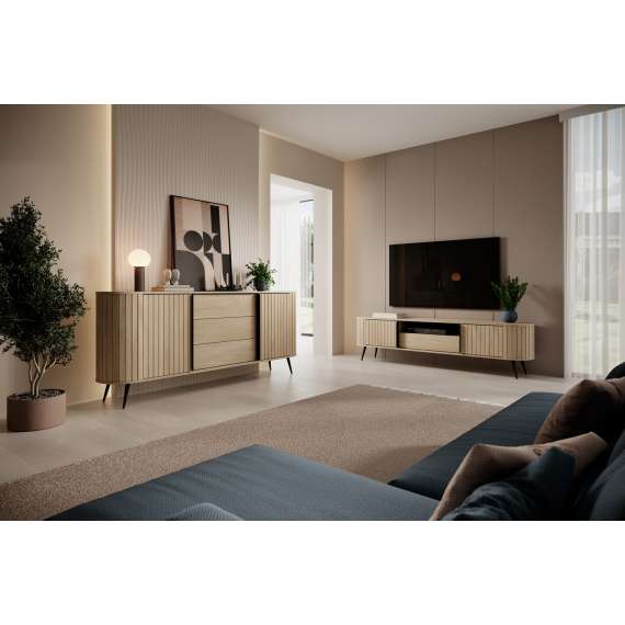 Spisebord Lovi 180-220x90 cm - eik - med ileggsplate