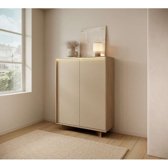 Skap Semi 104x139 cm - eik - cappuccino - 2 dører