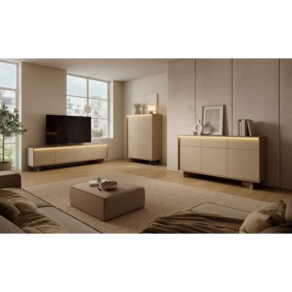 Skap Semi 104x139 cm - eik - cappuccino - 2 dører
