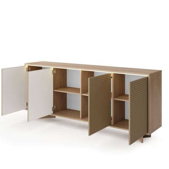Skjenk Semi 204x85 cm - eik - cappuccino - 4 dører