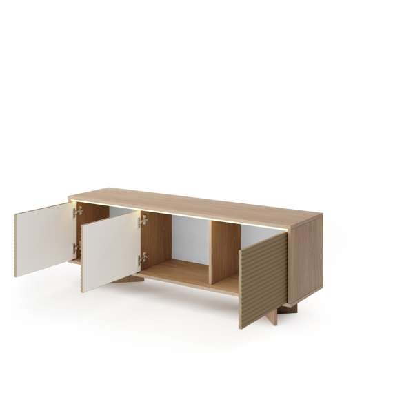 Tv-benk Semi 154x55 cm - eik - cappuccino - 3 dører