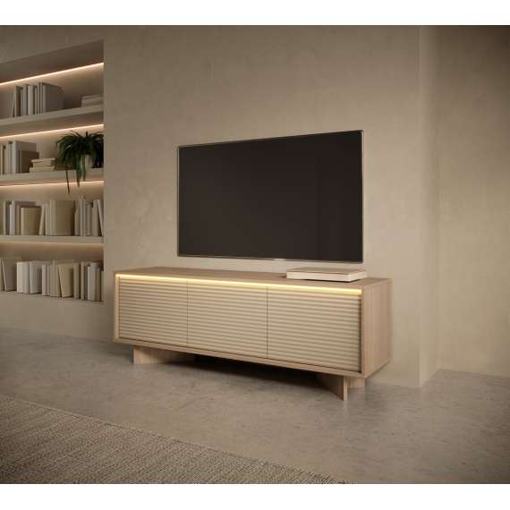 Tv-benk Semi 154x55 cm - eik - cappuccino - 3 dører