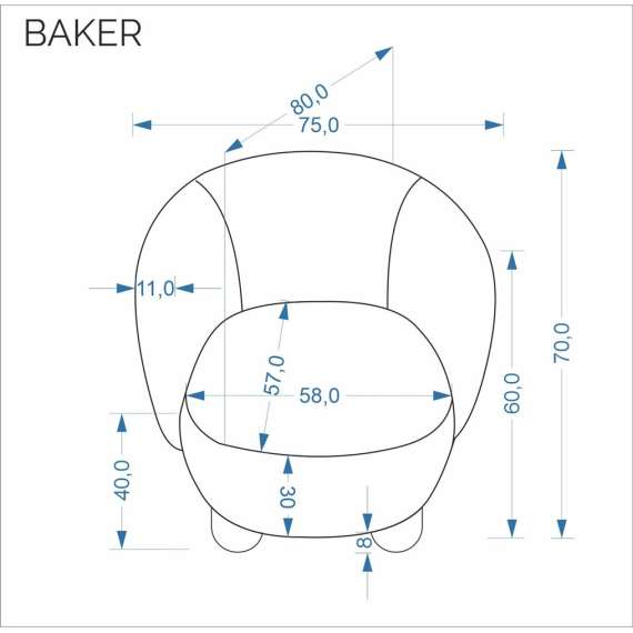 Lenestol BAKER - crem farge stoff