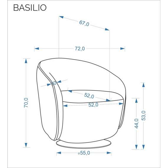 Lenestol BASILIO - capuccino stoff - svingbar