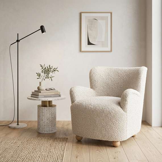 Lenestol CLAUDIO - crem farge  stoff - tre bein