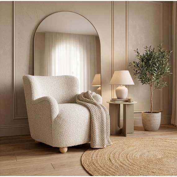 Lenestol CLAUDIO - crem farge  stoff - tre bein