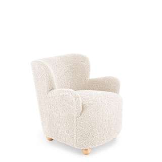Lenestol CLAUDIO - crem farge  stoff - tre bein