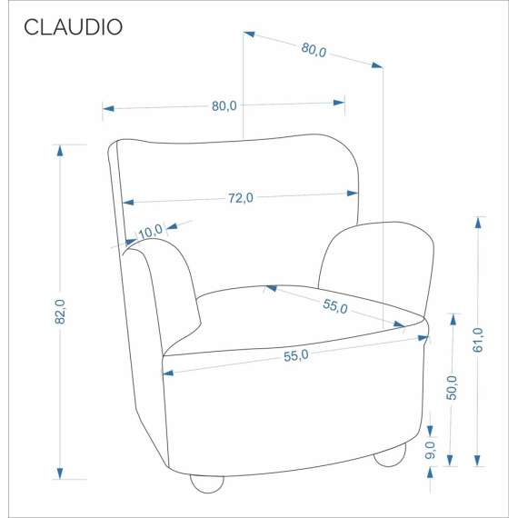 Lenestol CLAUDIO - capuccino farge  stoff - tre bein