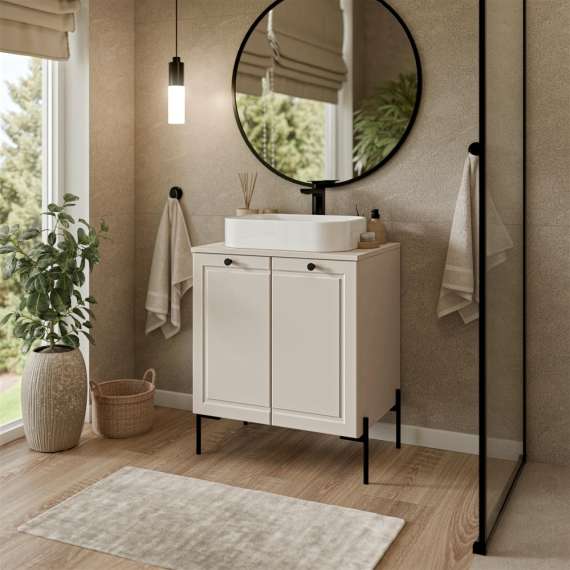 Baderomssett AMBER I - cashmere - metall bein