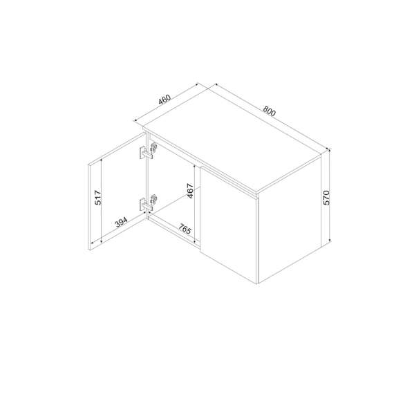 Servantskap AMI 80x57 cm - hvit matt - 2 dører