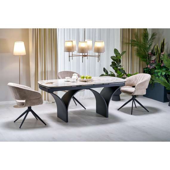 Spisebord Alter 180-260x90 cm - beige marmor - uttrekkbart