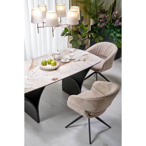 Spisebord Alter 180-260x90 cm - beige marmor - uttrekkbart