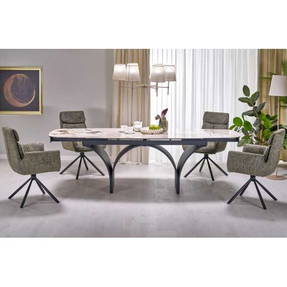 Spisebord Alter 180-260x90 cm - beige marmor - uttrekkbart