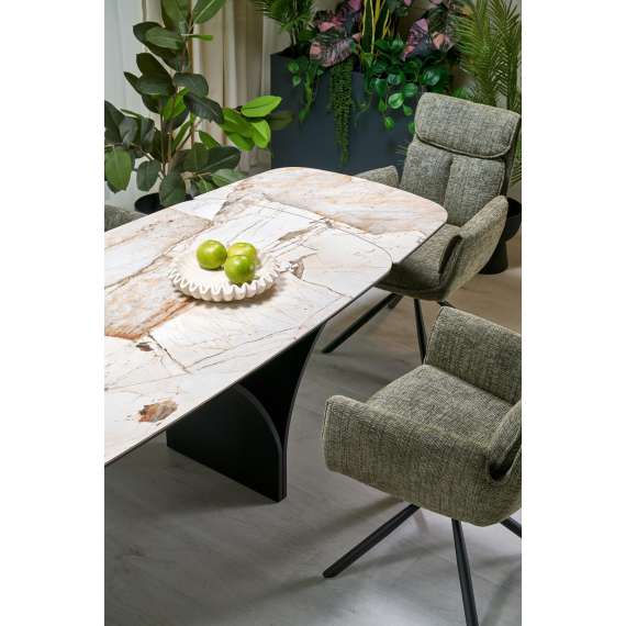 Spisebord Alter 180-260x90 cm - beige marmor - uttrekkbart